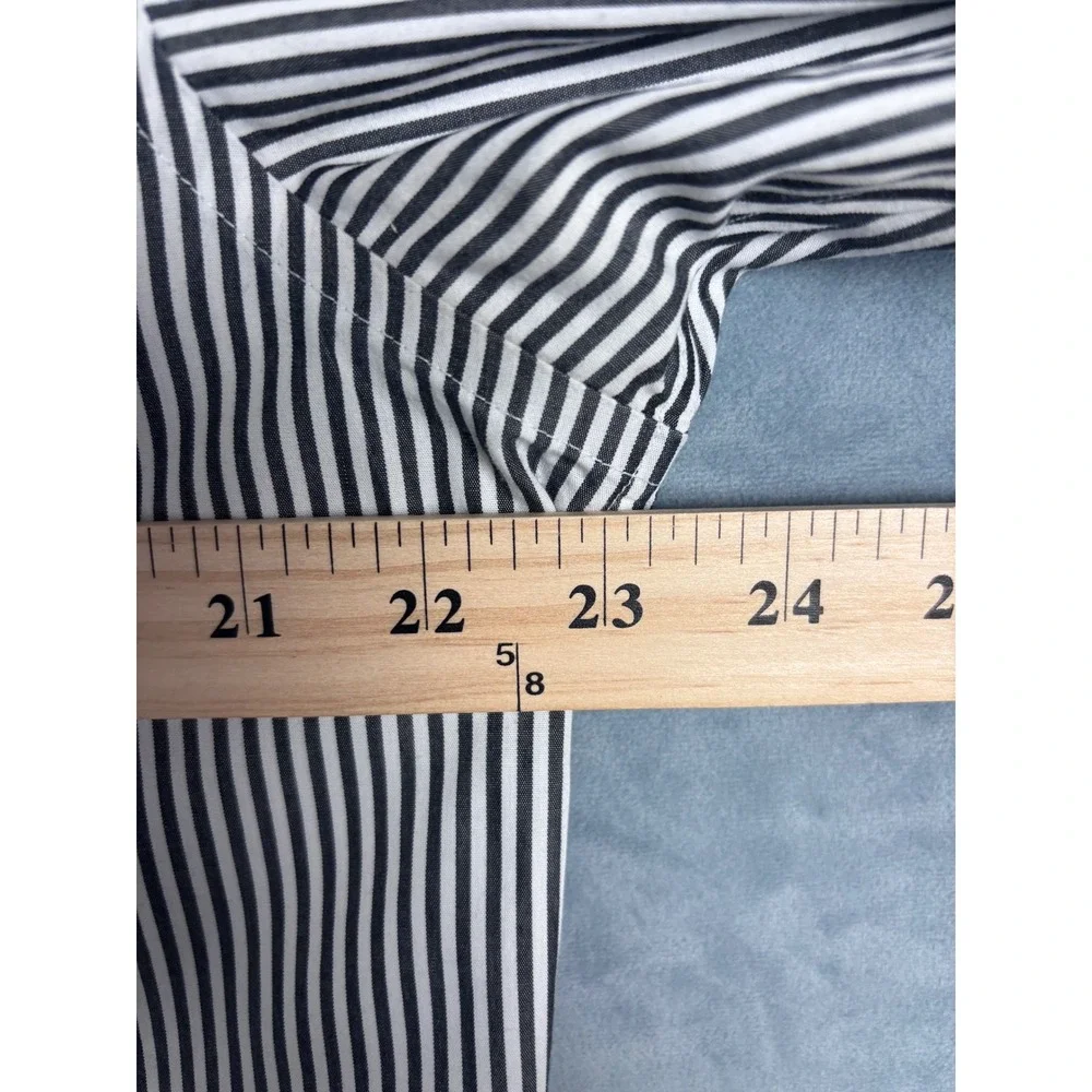 Banana Republic Mens Non-Iron Slim Fit Bengal Stripe Shirt Black White L 932909
